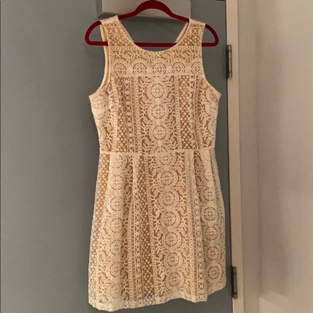 WHITE AND NUDE LACE DRESS